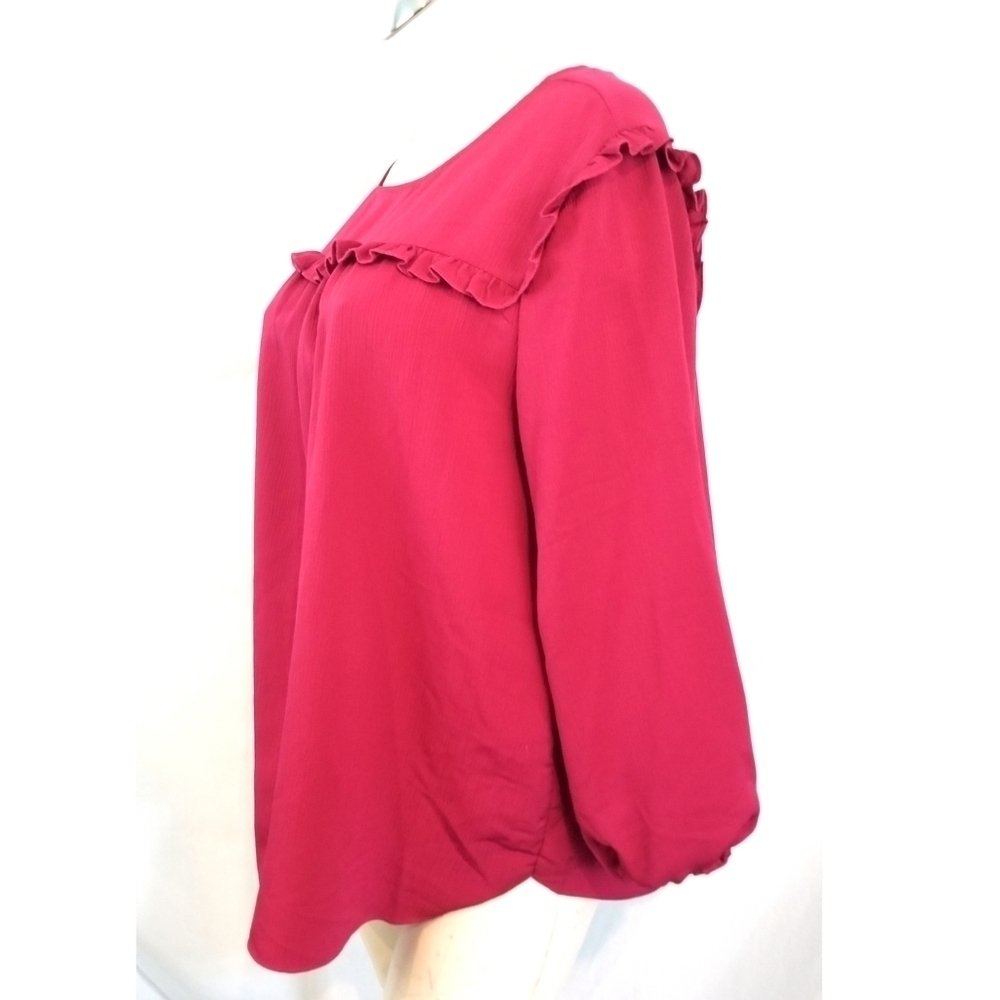 Juicy Couture Size XL Raspberry Colored Ruffled Blouse - Picture 4 of 7